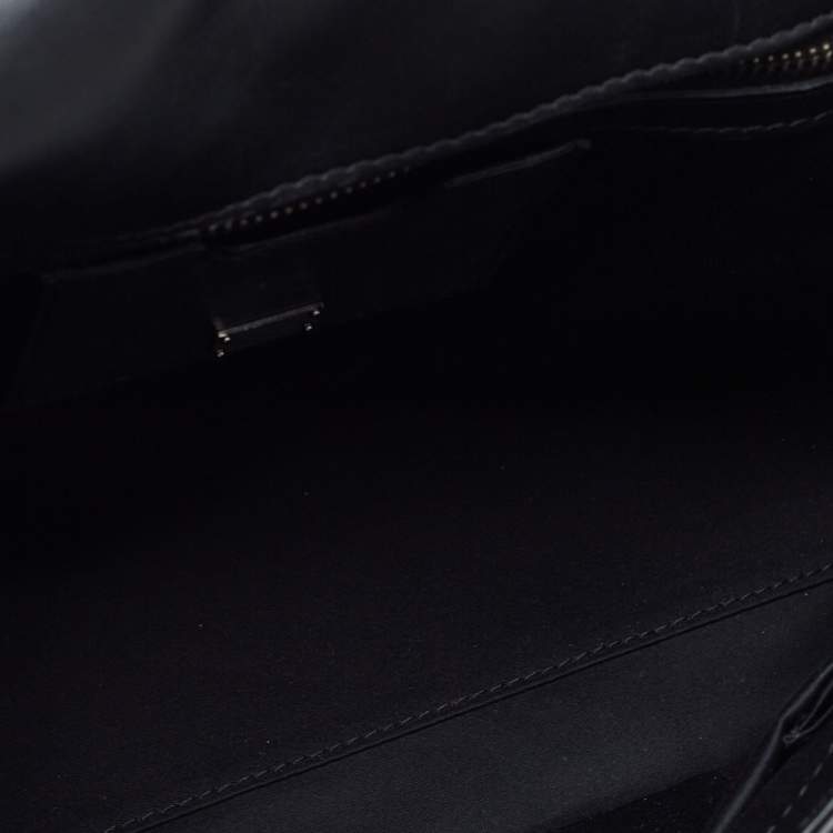 Pre Owned Dolce & Gabbana Black/Grey Snakskin Medium Miss Sicily Top Handle Bag