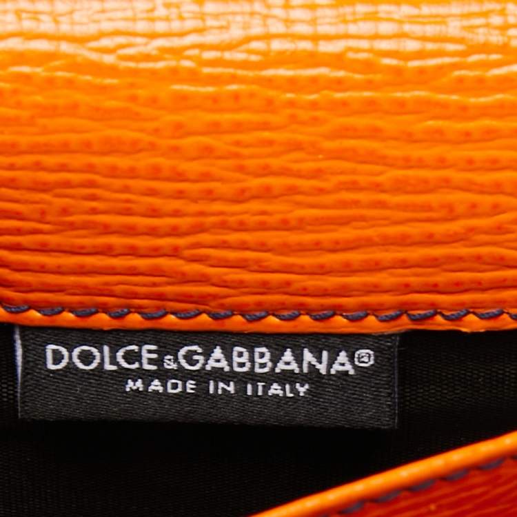 Pre Owned Dolce & Gabbana Pink/Peach Python and Leather Sicily Wallet on Chain 