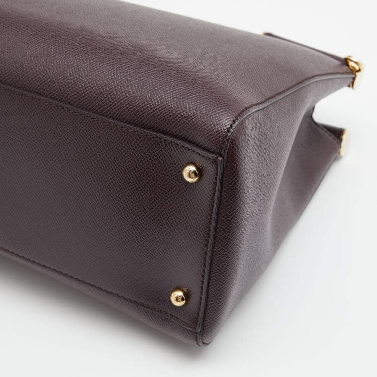 Pre Owned Dolce & Gabbana Burgundy Leather Miss Sicily Tote