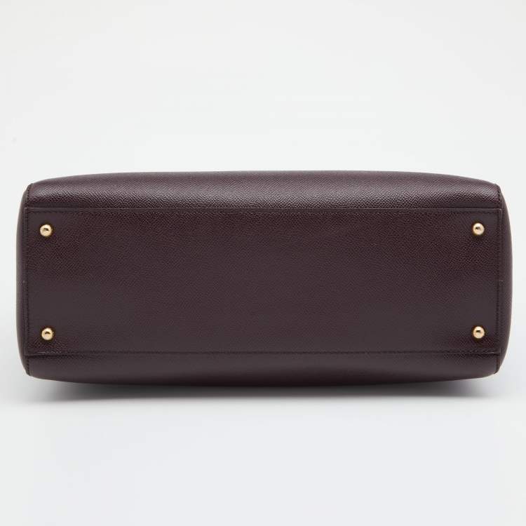 Pre Owned Dolce & Gabbana Burgundy Leather Miss Sicily Tote