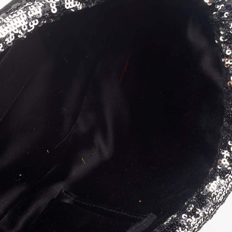 Pre Owned Dolce & Gabbana Metallic Silver Sequin Miss Charles Shoulder Bag
