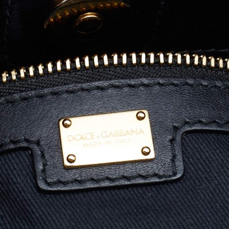 Pre Owned Dolce & Gabbana Brown/Black Leopard Print Coated Canvas and Leather Miss Sicily Top Handle Bag