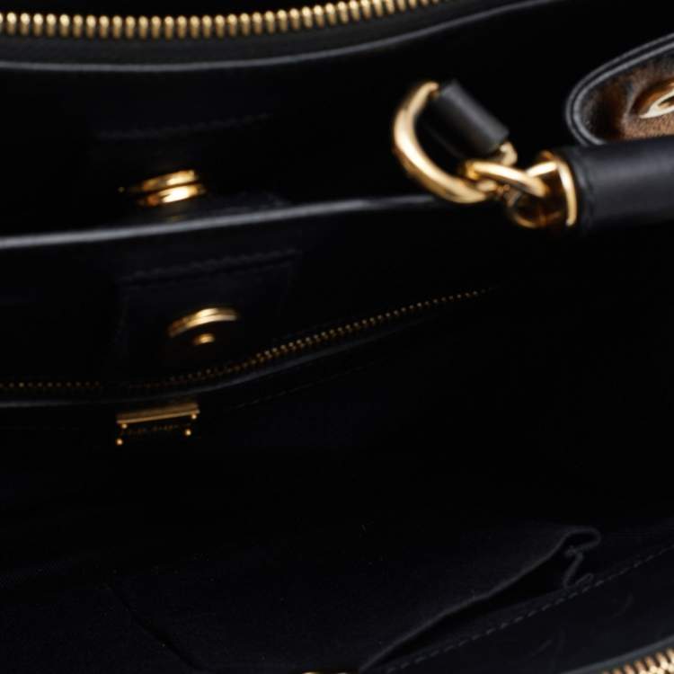 Pre Owned Dolce & Gabbana Brown/Black Leopard Print Coated Canvas and Leather Miss Sicily Top Handle Bag