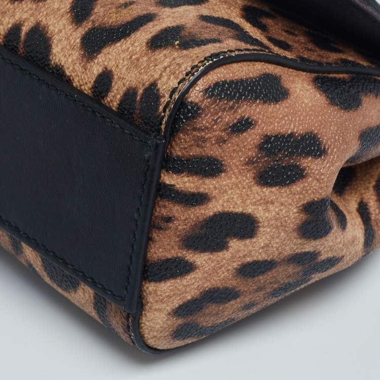 Pre Owned Dolce&Gabbana Leopard Print Leather Small Miss Sicily Top Handle Bag