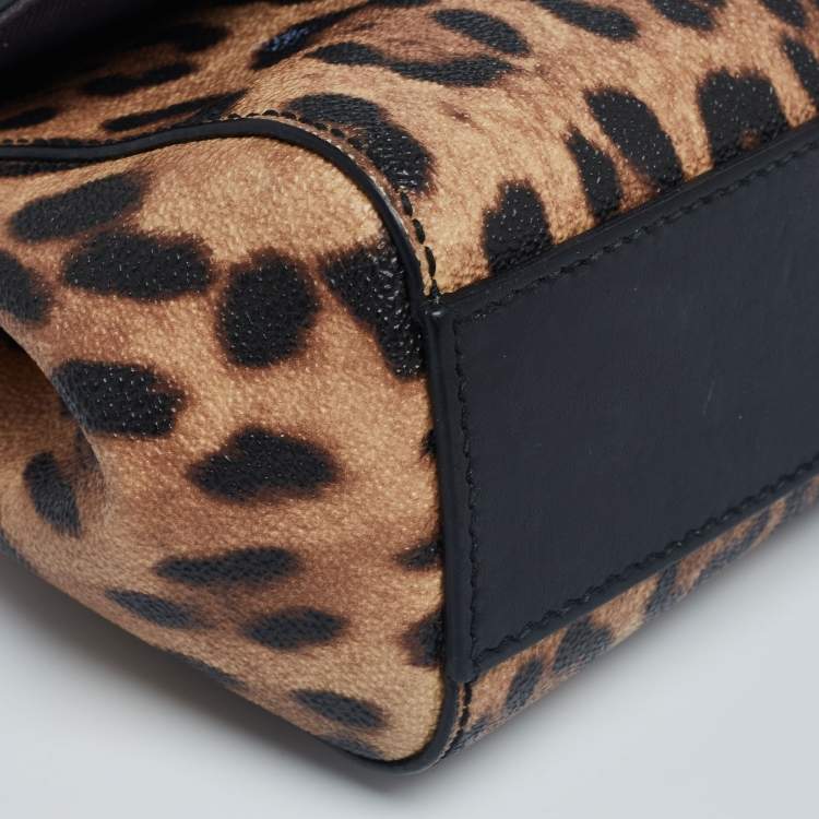 Pre Owned Dolce&Gabbana Leopard Print Leather Small Miss Sicily Top Handle Bag