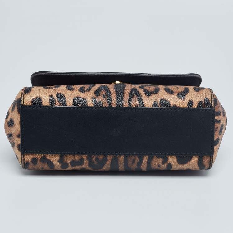 Pre Owned Dolce&Gabbana Leopard Print Leather Small Miss Sicily Top Handle Bag
