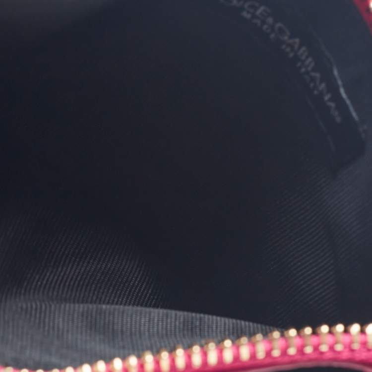 Pre Owned Dolce & Gabbana Pink Leather Zip Card Holder