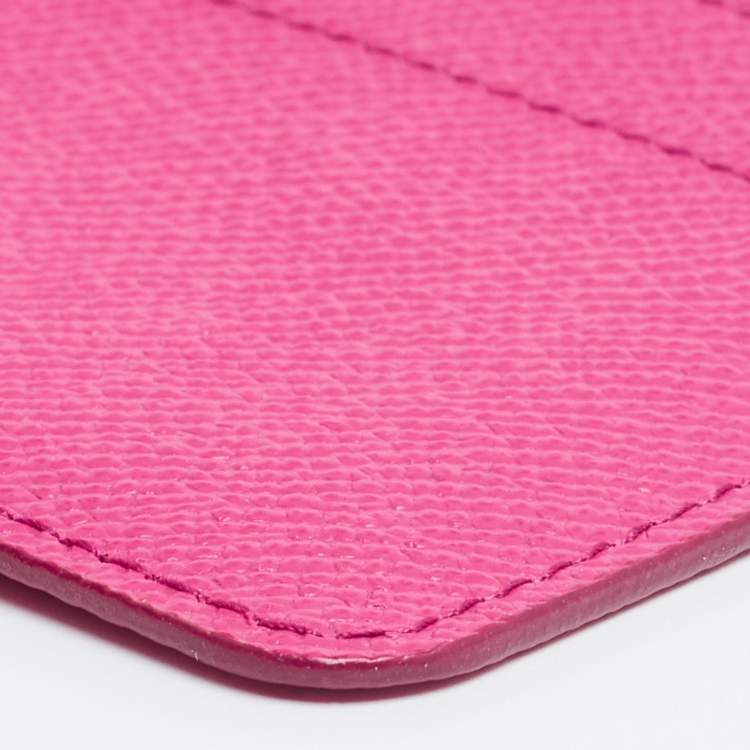 Pre Owned Dolce & Gabbana Pink Leather Zip Card Holder