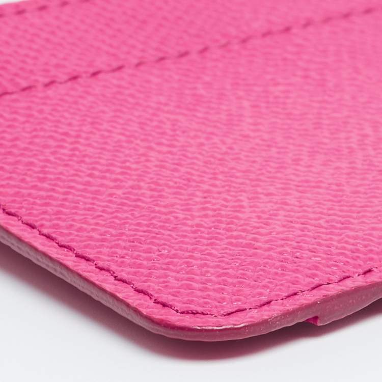 Pre Owned Dolce & Gabbana Pink Leather Zip Card Holder