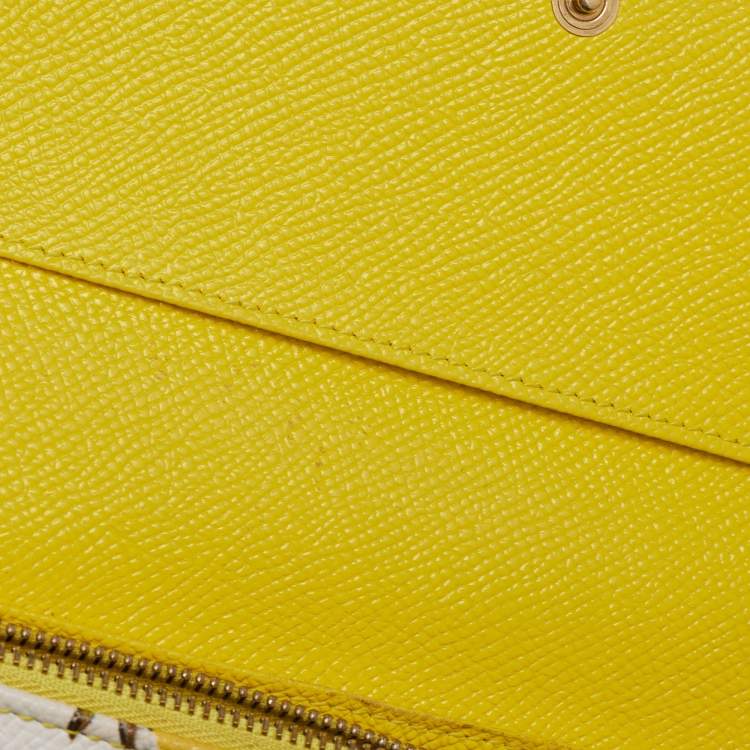 Pre Owned Dolce & Gabbana Multicolor Lemon Print Leather Flap Continental Wallet