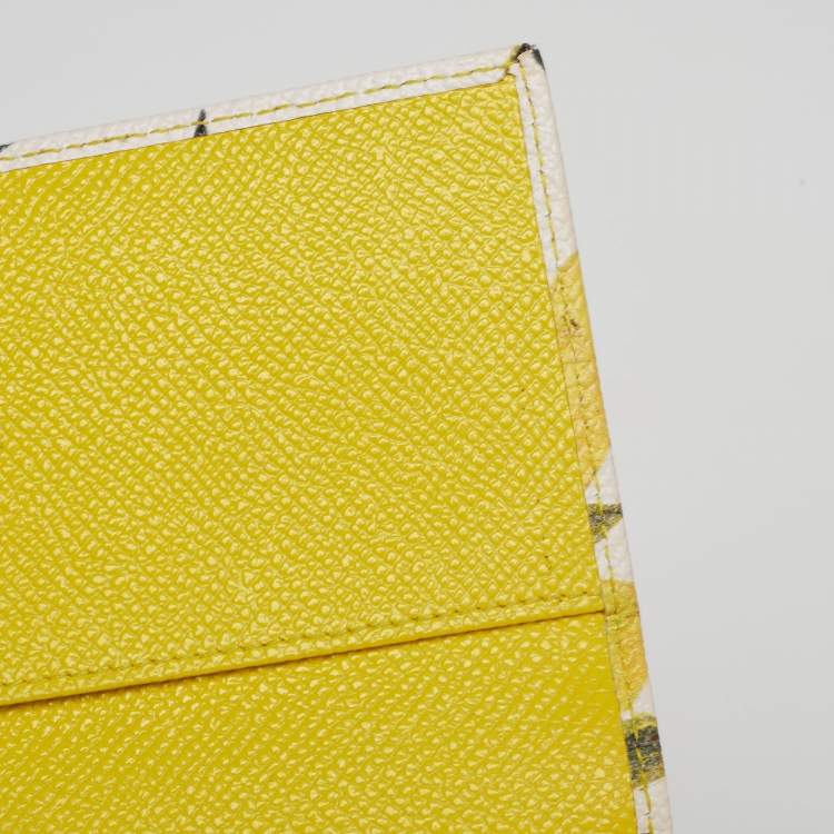 Pre Owned Dolce & Gabbana Multicolor Lemon Print Leather Flap Continental Wallet