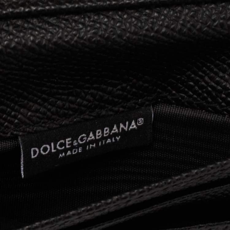 Pre Owned Dolce & Gabbana White/Black Polka Dot Print Leather Trifold Compact Wallet