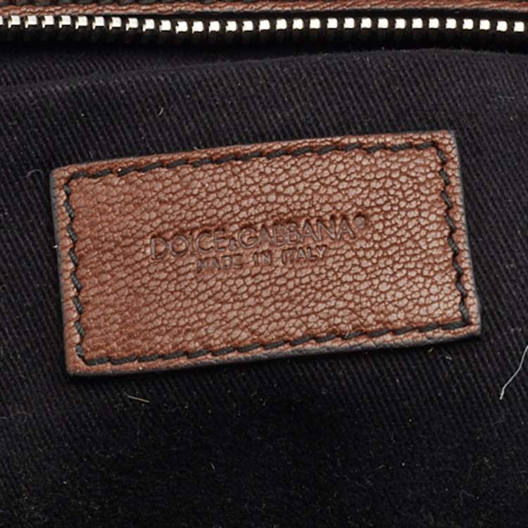 Pre Owned Dolce & Gabbana Brown/Black Leather Buckle Pouch
