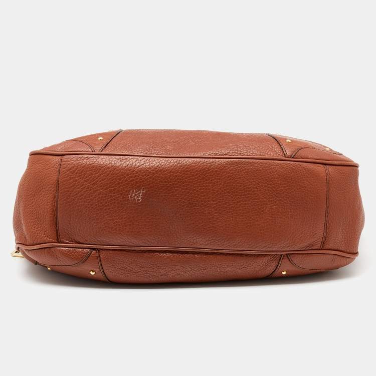 Pre Owned Dolce & Gabbana Brown Leather D-Ring Chain Shoulder Bag