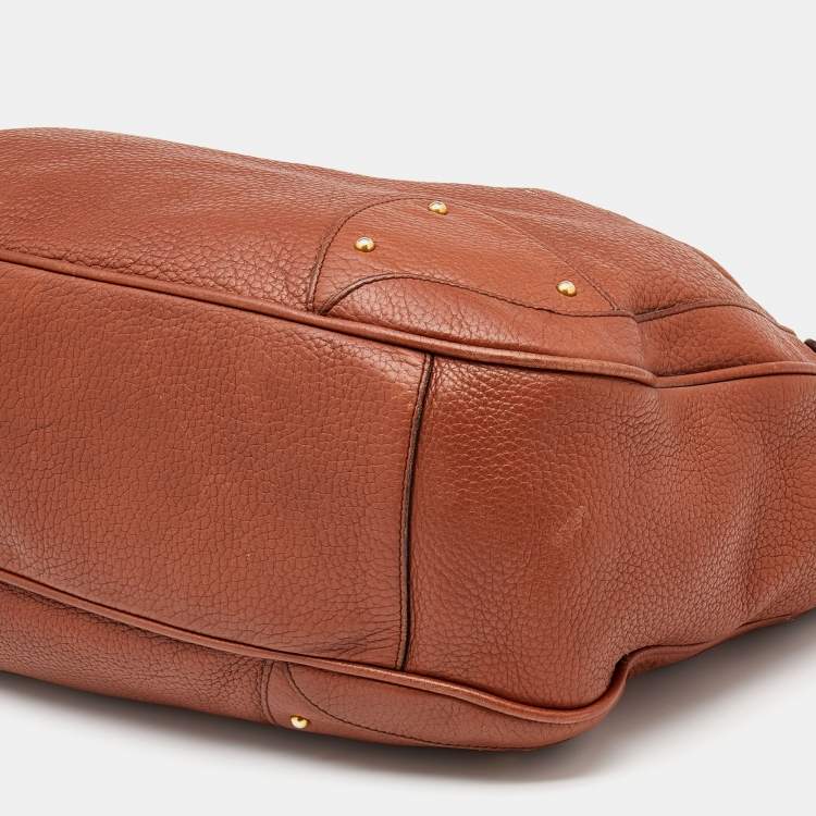 Pre Owned Dolce & Gabbana Brown Leather D-Ring Chain Shoulder Bag