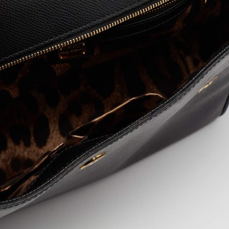 Pre Owned Dolce & Gabbana Black Leather Large Miss Sicily Top Handle Bag