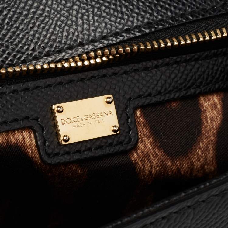 Pre Owned Dolce & Gabbana Black Leather Large Miss Sicily Top Handle Bag