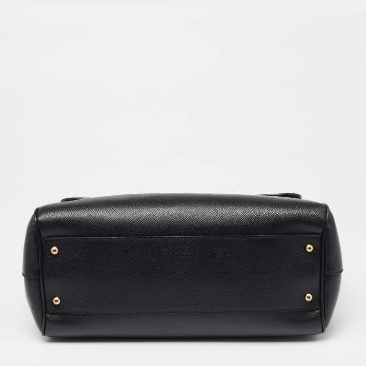 Pre Owned Dolce & Gabbana Black Leather Large Miss Sicily Top Handle Bag