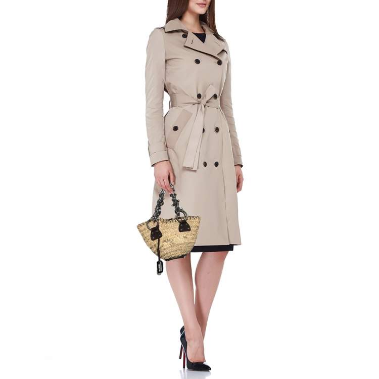 Pre Owned Dolce & Gabbana Beige/Brown Straw And Suede Metal Charm Handle Tote