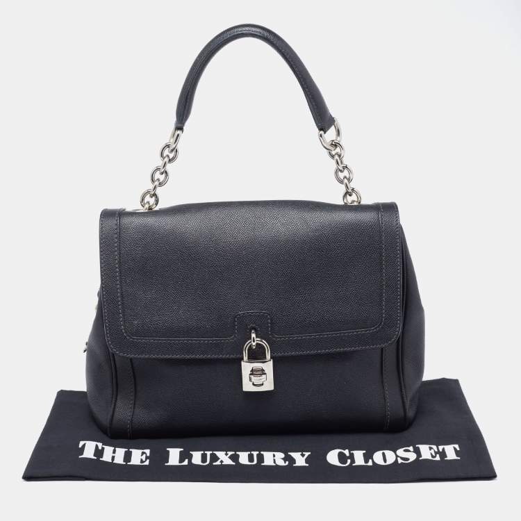 Pre Owned Dolce & Gabbana Black Leather Padlock Top Handle Bag