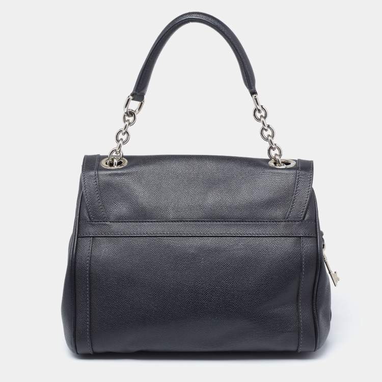 Pre Owned Dolce & Gabbana Black Leather Padlock Top Handle Bag