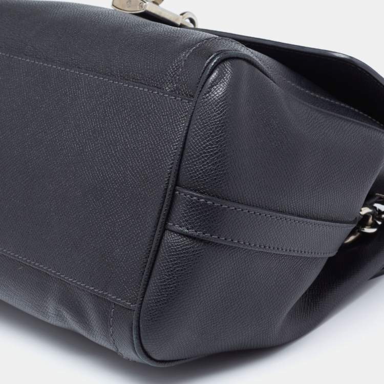 Pre Owned Dolce & Gabbana Black Leather Padlock Top Handle Bag