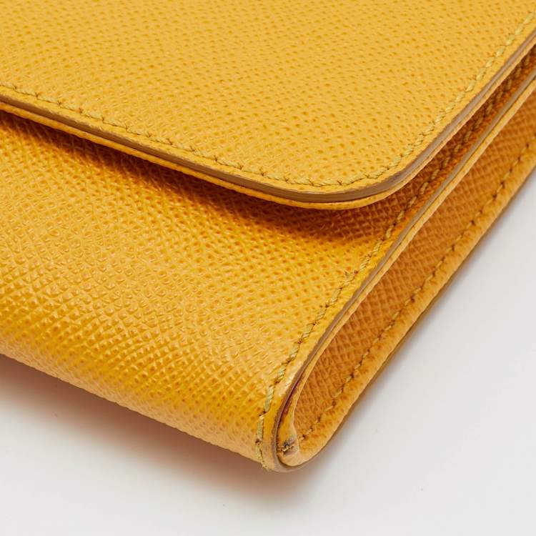 Pre Owned Dolce and Gabbana Yellow Leather Taormina Chain Clutch