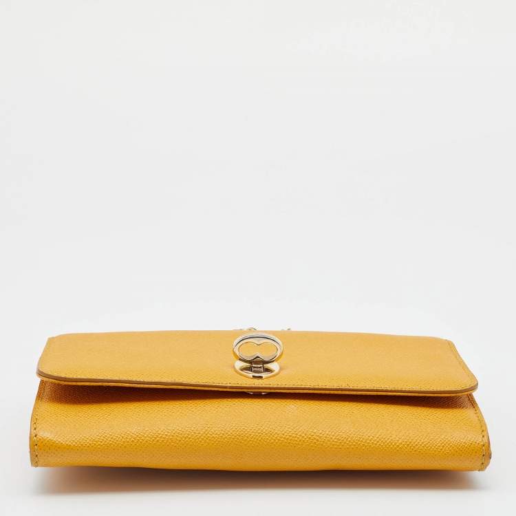 Pre Owned Dolce and Gabbana Yellow Leather Taormina Chain Clutch