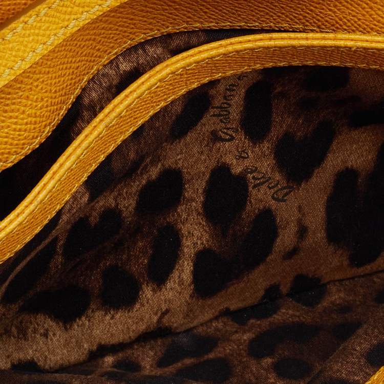 Pre Owned Dolce and Gabbana Yellow Leather Taormina Chain Clutch