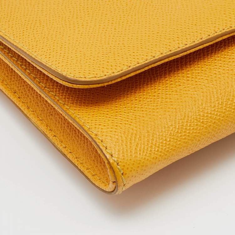 Pre Owned Dolce and Gabbana Yellow Leather Taormina Chain Clutch