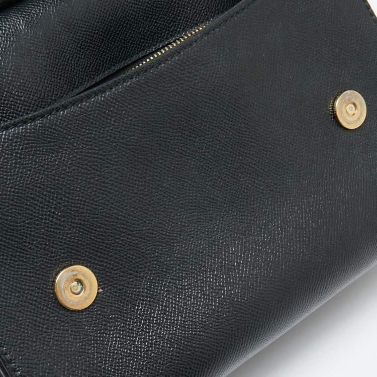Pre Owned Dolce & Gabbana Black Leather Medium Miss Sicily Top Handle Bag