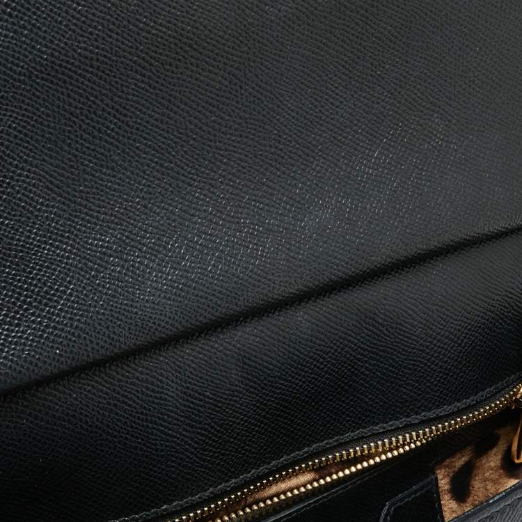 Pre Owned Dolce & Gabbana Black Leather Medium Miss Sicily Top Handle Bag