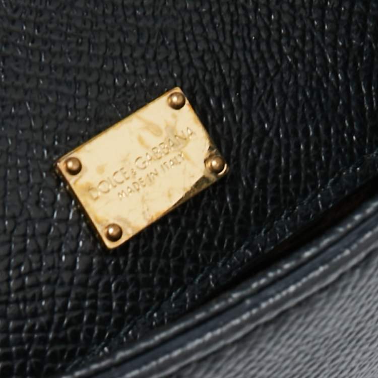 Pre Owned Dolce & Gabbana Black Leather Medium Miss Sicily Top Handle Bag