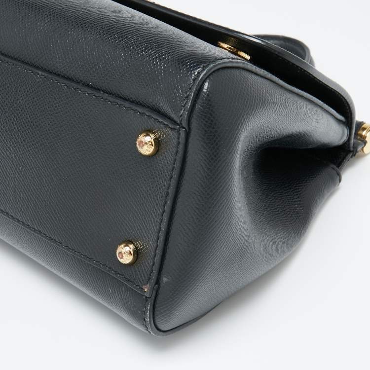 Pre Owned Dolce & Gabbana Black Leather Medium Miss Sicily Top Handle Bag
