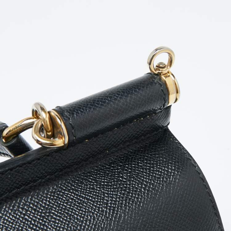 Pre Owned Dolce & Gabbana Black Leather Medium Miss Sicily Top Handle Bag
