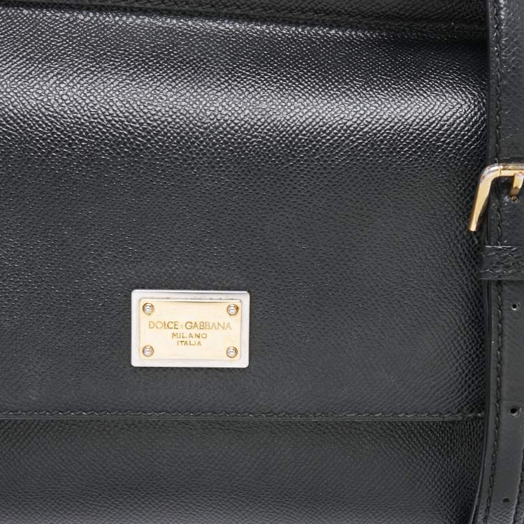 Pre Owned Dolce & Gabbana Black Leather Medium Miss Sicily Top Handle Bag