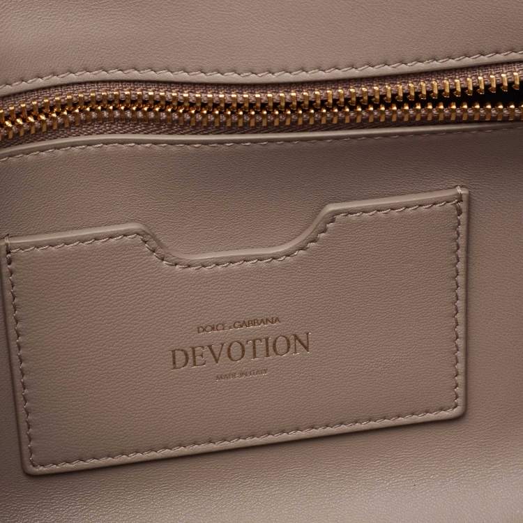 Pre Owned Dolce & Gabbana Beige Quilted Nappa Leather Large Devotion Shoulder Bag