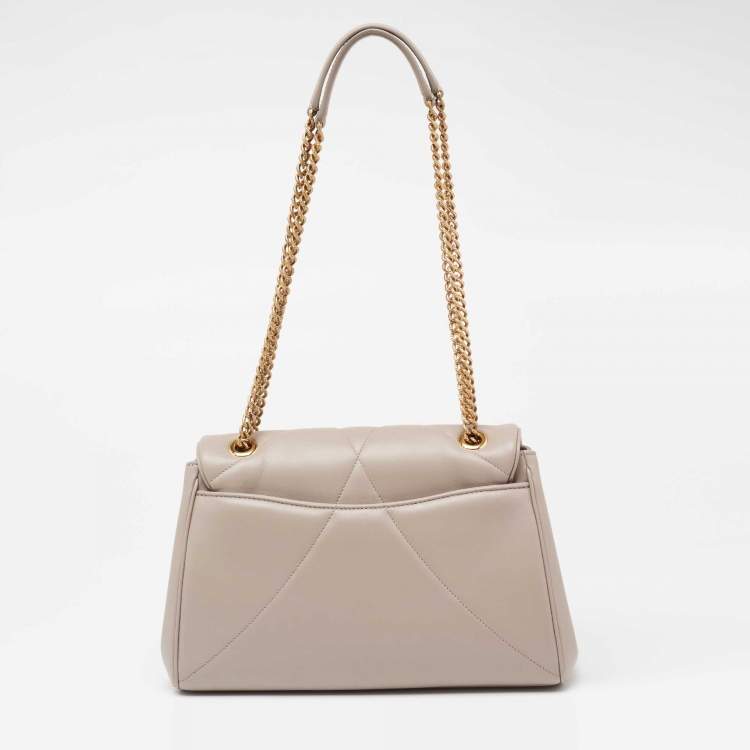 Pre Owned Dolce & Gabbana Beige Quilted Nappa Leather Large Devotion Shoulder Bag