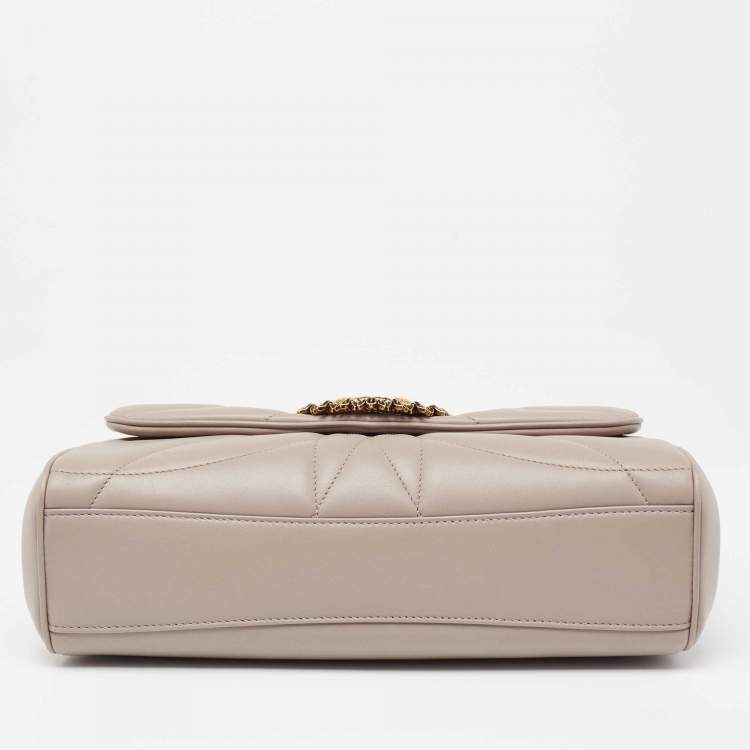 Pre Owned Dolce & Gabbana Beige Quilted Nappa Leather Large Devotion Shoulder Bag