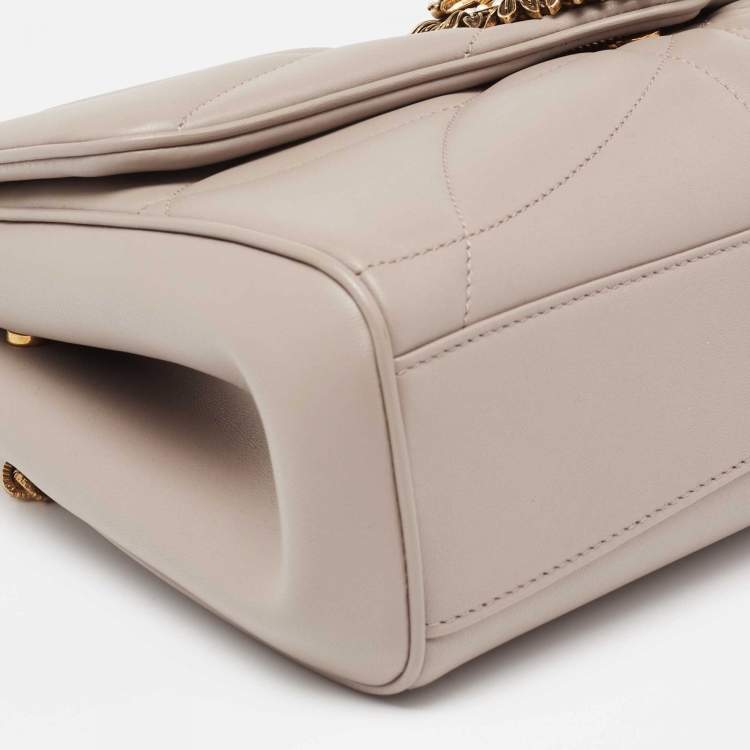 Pre Owned Dolce & Gabbana Beige Quilted Nappa Leather Large Devotion Shoulder Bag