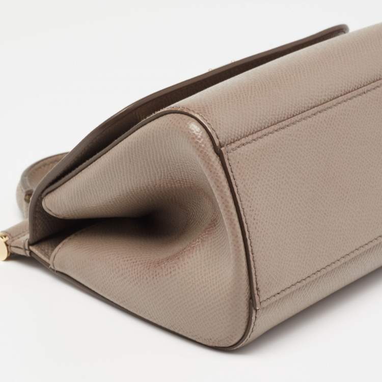 Pre Owned Dolce & Gabbana Taupe Leather Miss Sicily Crossbody Bag