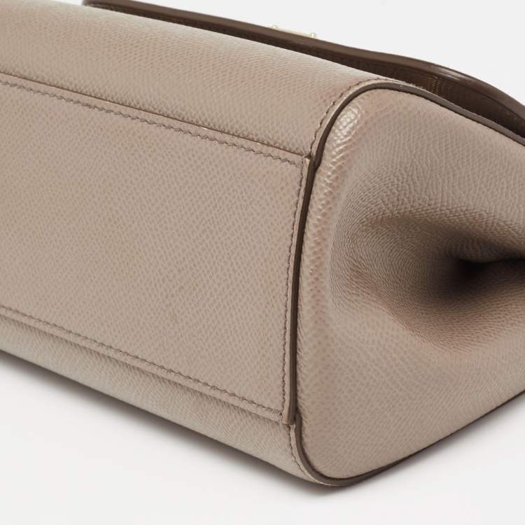 Pre Owned Dolce & Gabbana Taupe Leather Miss Sicily Crossbody Bag