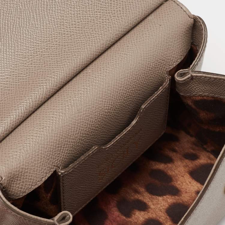Pre Owned Dolce & Gabbana Taupe Leather Miss Sicily Crossbody Bag