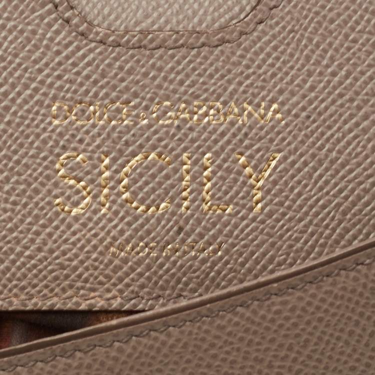 Pre Owned Dolce & Gabbana Taupe Leather Miss Sicily Crossbody Bag