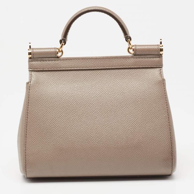 Pre Owned Dolce & Gabbana Taupe Leather Miss Sicily Crossbody Bag