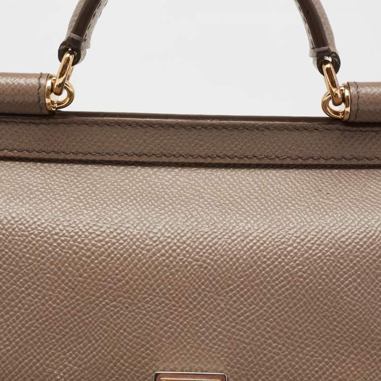 Pre Owned Dolce & Gabbana Taupe Leather Miss Sicily Crossbody Bag