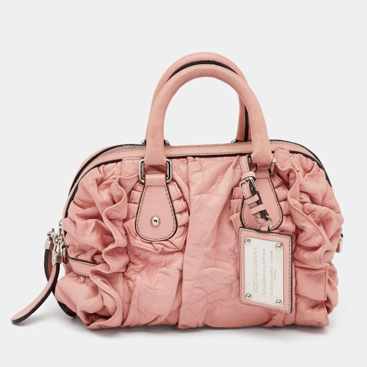 Pre Owned Dolce & Gabbana Pink Leather Miss Rouche Satchel