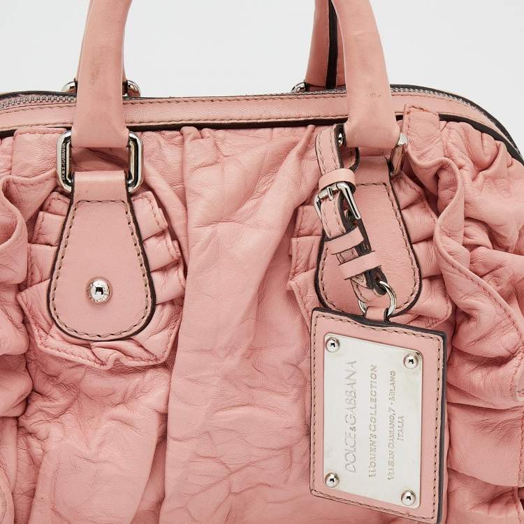 Pre Owned Dolce & Gabbana Pink Leather Miss Rouche Satchel
