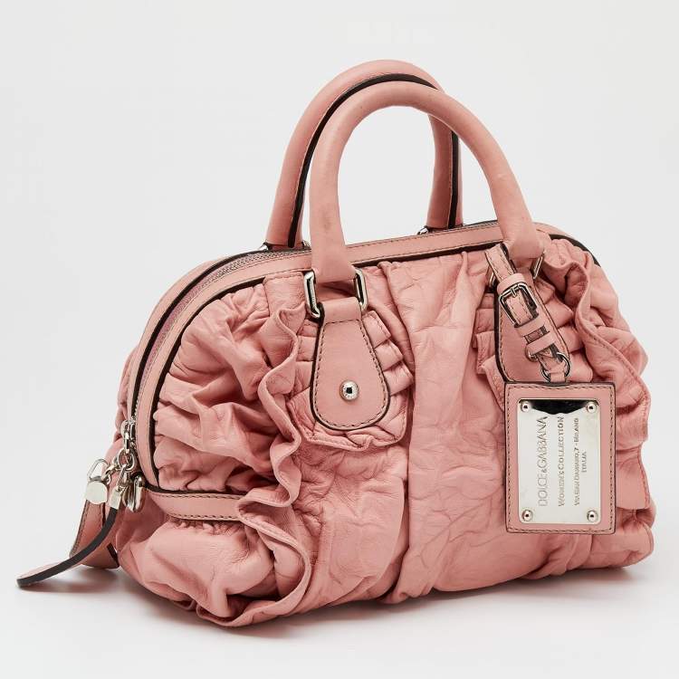 Pre Owned Dolce & Gabbana Pink Leather Miss Rouche Satchel