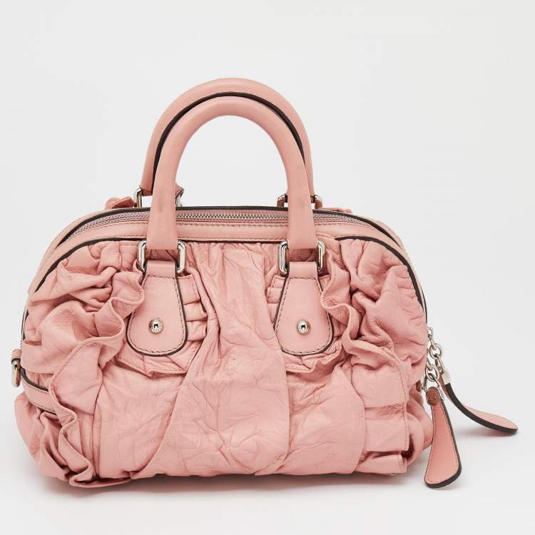 Pre Owned Dolce & Gabbana Pink Leather Miss Rouche Satchel